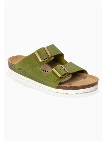 Skórzane klapki "Bali" w kolorze khaki