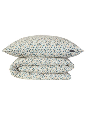 Renforcé-Bettwäsche-Set "Ditsy" in Creme/ Blau
