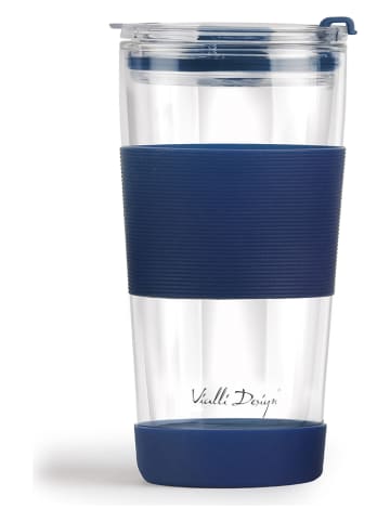 Szklanka termiczna w kolorze granatowym ze słomką - 600 ml