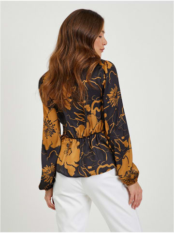 Bluse in Anthrazit/ Camel