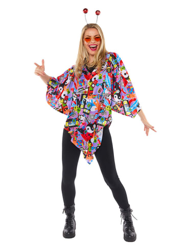 3-delig kostuum "90's Hippie Poncho Onesie" meerkleurig