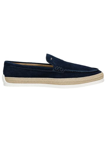 Leren instappers donkerblauw