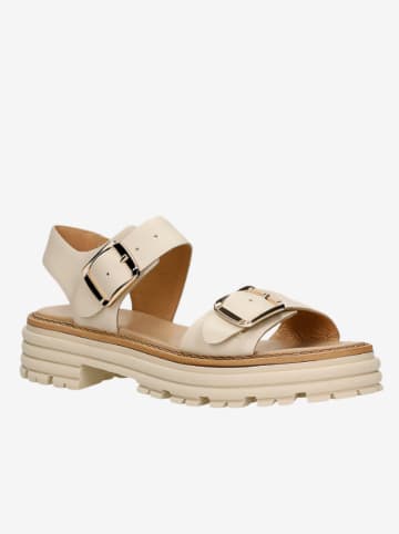 Leder-Sandalen in Beige