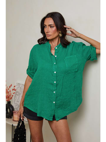 Linnen blouse groen