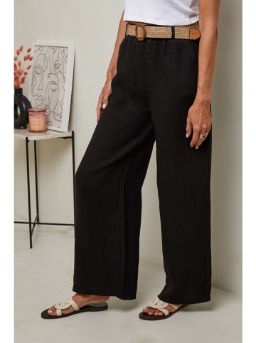Leinen-Hose in Schwarz