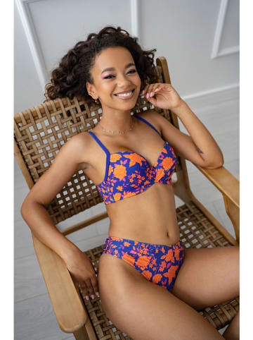 Biustonosz bikini "Rodos" w kolorze niebiesko-pomarańczowym