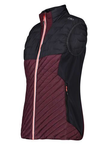 Hybride bodywarmer bordeaux/zwart