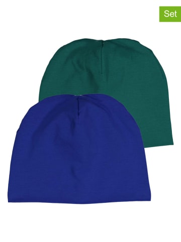 2er-Set: Beanies "Alfa" in Blau/ Grün