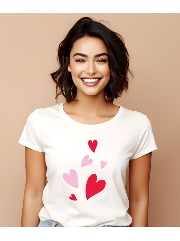 Shirt "Hearts" wit