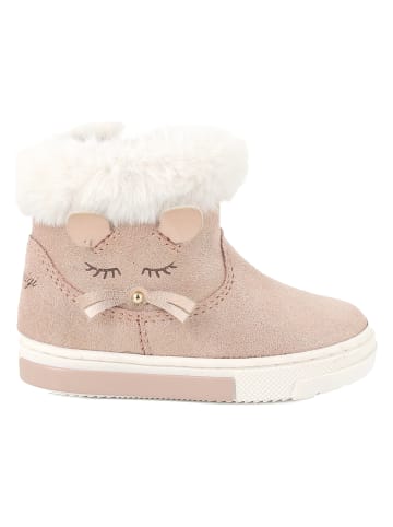 Leren winterboots lichtroze/wit