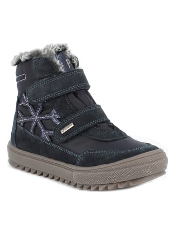 Leder-Winterboots in Dunkelblau