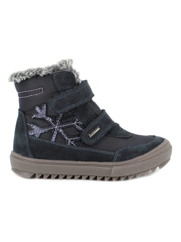 Leder-Winterboots in Dunkelblau
