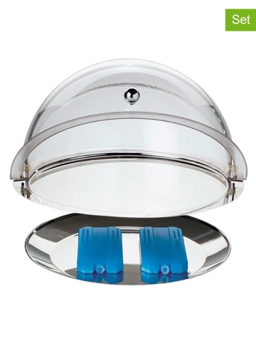 5tlg. Set: Thermo-Tablett in Silber - (H)24 xØ 38 cm