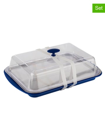 5tlg. Set: Thermo-Tablett in Blau/ Transparent - (B)43 x (H)29 x (T)14 cm