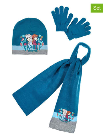 3tlg. Winteraccessoires-Set "Frozen" in Blau