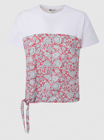 Shirt in Weiß/ Rot
