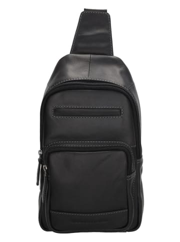 Leren borstbuidel zwart - (B)16 x (H)29 x (D)5 cm