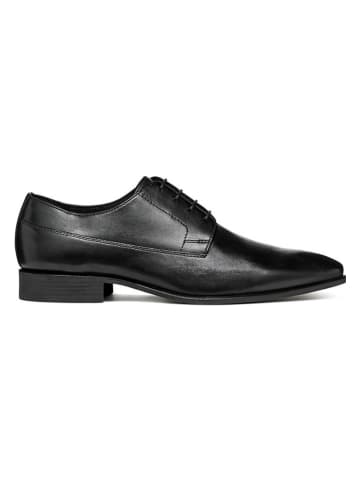 Leder-Schnürschuhe "High Life" in Schwarz