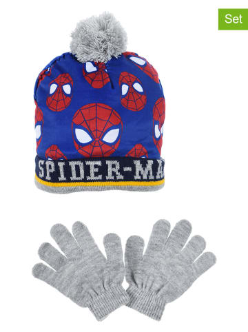 2-delige winteraccessoiresset "Spiderman" blauw/grijs