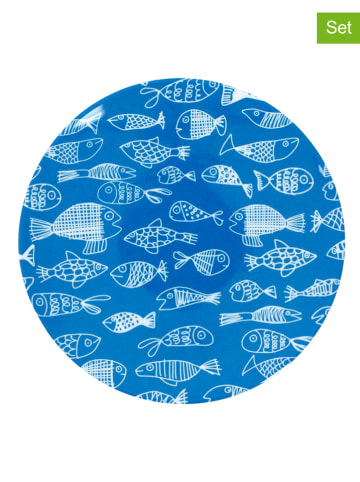 2er-Set: Frühstücksteller "Crazy Fish" in Blau - Ø 15 cm