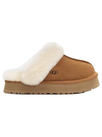 Leren pantoffels "Disquette" lichtbruin