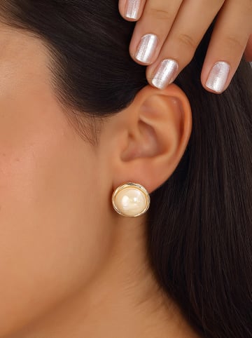 Vergulde oorstekers met zirkonia en sierparels
