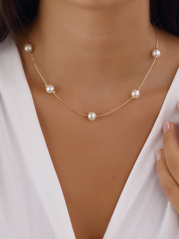 Vergulde ketting met sierparels - (L)42 cm