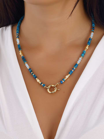 Vergulde ketting met turkoois en sierelement - (L)42 cm