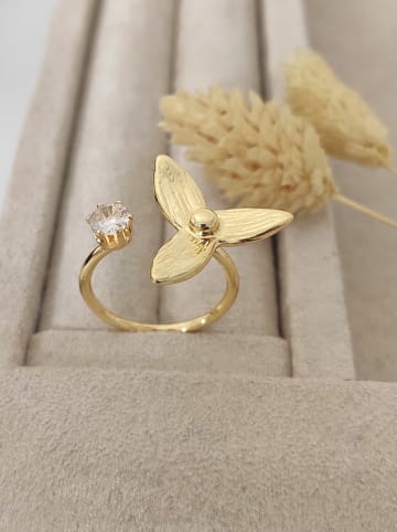 Vergold. Ring mit Zirkonia