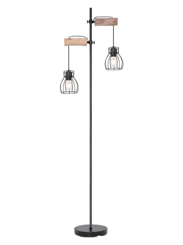 Standleuchte in Schwarz/ Hellbraun - (H)168 cm