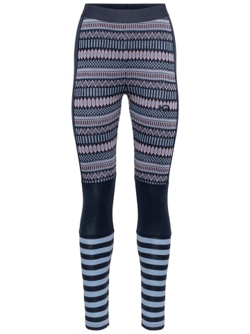 Merinowoll-Thermounterhose "Akle" in Dunkelblau/ Bunt