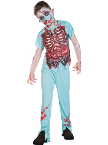 4-delig kostuum "Zombiechirurg" turquoise/rood
