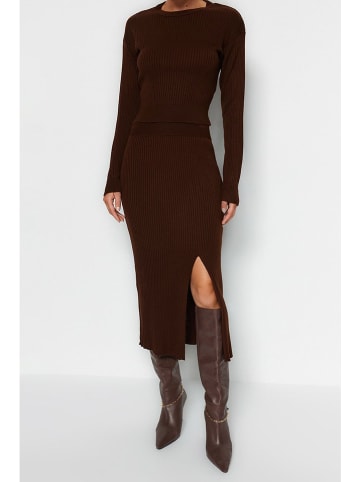 2-delige outfit donkerbruin