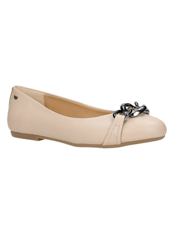 Leder-Ballerinas in Beige