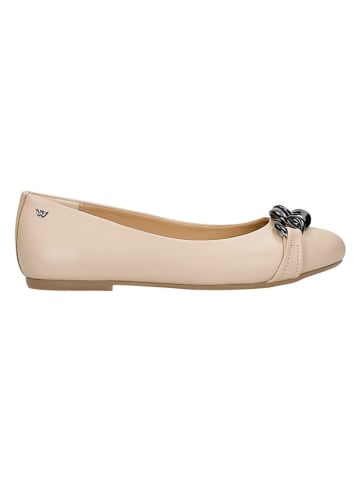 Leren ballerina's beige