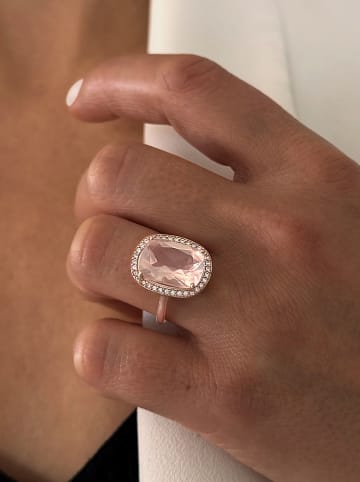 Rosévergulde ring met edelstenen
