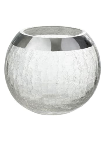 Windlicht tranparant/zilverkleurig - (H)10,5 x Ø 12 cm