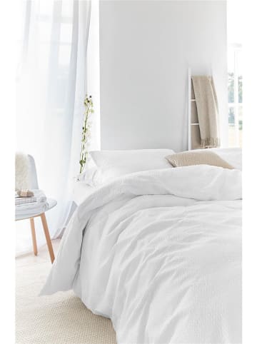 Seersucker beddengoedset "Wave" wit