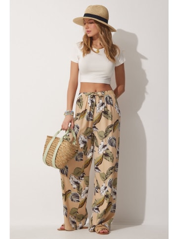 Hose in Beige/ Oliv/ Grün
