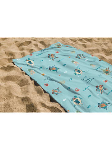 Strandtuch "Love Ocean" in Türkis- (L)140 x (B)75 cm
