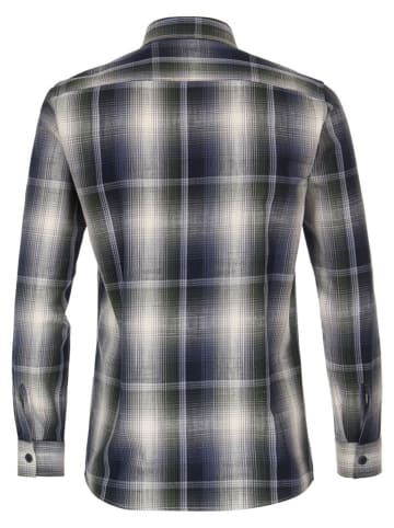 Hemd - Casual fit - in Dunkelblau/ Creme