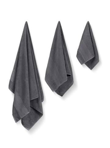 3tlg. Handtuch-Set "Piramit" in Anthrazit