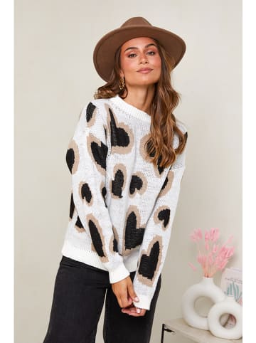 Sweter w kolorze kremowo-czarnym