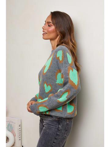 Sweter w kolorze szaro-turkusowym