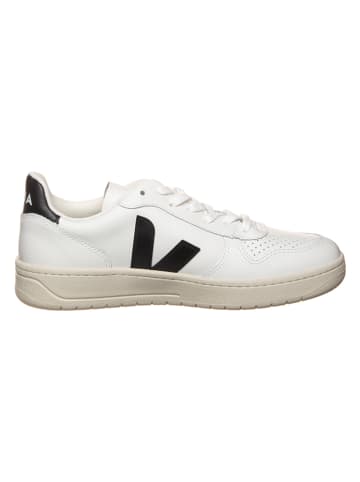 Leder-Sneakers "V 10" in Weiß/ Schwarz