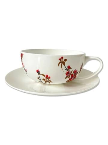 Kubek jumbo "Fiori Rossi" w kolorze białym ze wzorem - 350 ml
