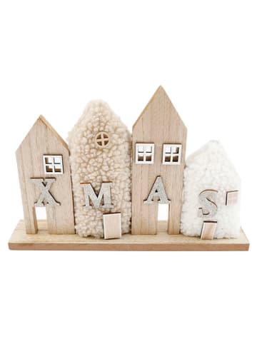 Decoratief object "Xmas" lichtbruin/beige/wit - (B)33 x (H)22 x (D)6 cm