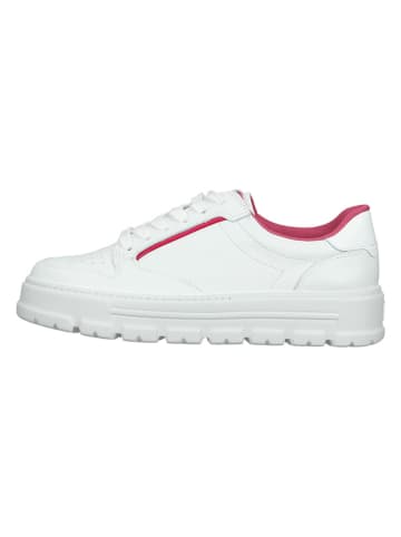 Leder-Sneakers in Weiß/ Pink
