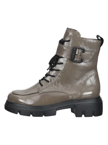 Leder-Boots in Hellbraun/ Schwarz