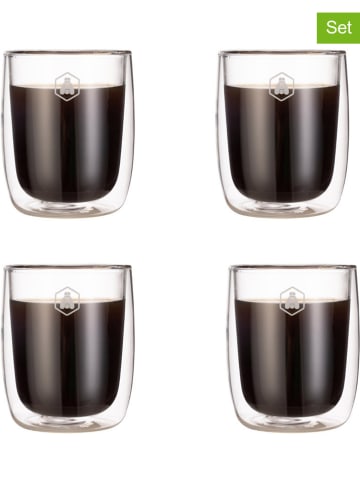 4-delige set: koffiebekers transparant - 100 ml
